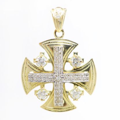 Picture of 18k Yellow Gold Diamond Cross Pendant
