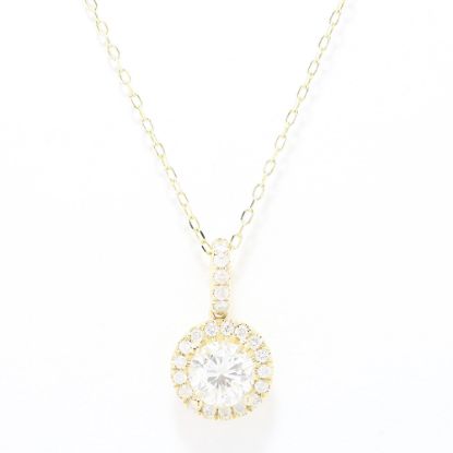 Picture of 14k Yellow Gold Round Brilliant Diamond Halo Pendant