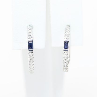 Picture of Vera Wang 14k White Gold Sapphire & Diamond Hoop Earrings 