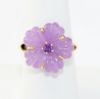 Picture of 14k Yellow Gold Round Amethyst & Lavender Jade Flower Ring