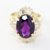 Picture of 14k Yellow Gold Oval Amethyst & Diamond Halo Ring