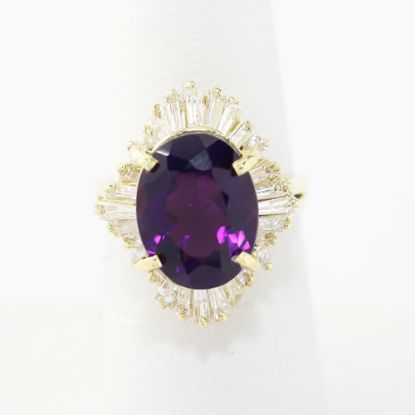 Picture of 14k Yellow Gold Oval Amethyst & Diamond Halo Ring