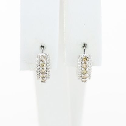 Picture of 14k White Gold Diamond Hoop Earrings