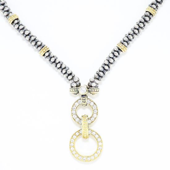 Picture of Sterling Silver & 18k Yellow Gold Diamond Necklace