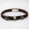Picture of AXION Sterling Silver Brown Braided Leather Bracelet with Crosses and Skull Motif