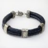 Picture of AXION Sterling Silver Greek Key Motif & Navy Blue Braided Leather Bracelet