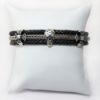 Picture of AXION Sterling Silver Black Genuine Leather Flex Bracelet