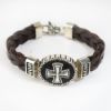 Picture of AXION Heavy Sterling Silver Braided Leather Bracelet with Cross Motif 