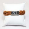 Picture of AXION Sterling Silver Greek Key & Light Brown Braided Leather Bracelet