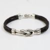 Picture of AXION Sterling Silver and Black Leather Nautical Knot Bracelet
