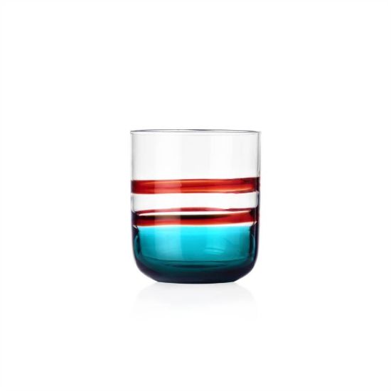 Picture of Ichendorf Milano Gesti Colored Glass  Pair Tumblers "U"  Bordeaux & Light Turquoise