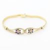 Picture of Vintage 18k Yellow Gold Blue Enamel & Pink Sapphire Floral Bracelet