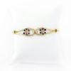 Picture of Vintage 18k Yellow Gold Blue Enamel & Pink Sapphire Floral Bracelet
