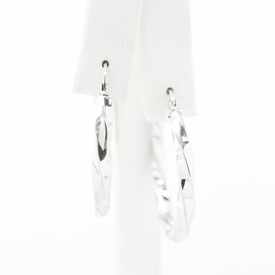 Picture of 14k White Gold Twisted Hoop Earrings