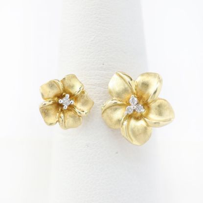 Picture of 14k Yellow Gold Diamond Plumeria Bypass Ring
