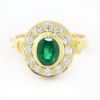 Picture of 18k Yellow Gold Oval Emerald & Diamond Halo Ring