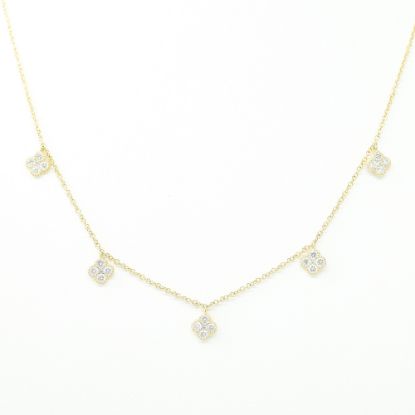 Picture of 14k Yellow Gold Diamond Clover Motif Stations Necklace