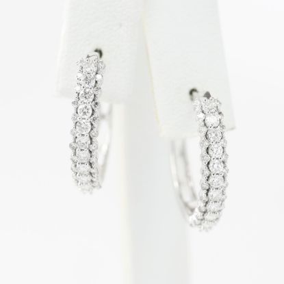 Picture of 14k White Gold Diamond Hoop Earrings