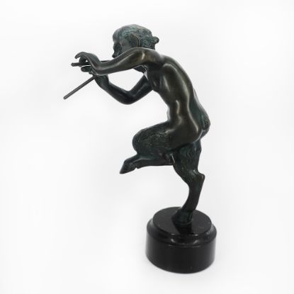 Picture of Bronze Cast Satyr Pan Playing Flutes Figurine 10"