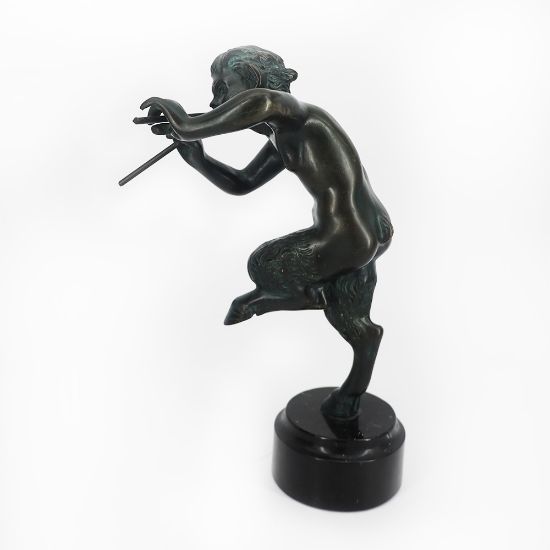Picture of Bronze Cast Satyr Pan Playing Flutes Figurine 10"
