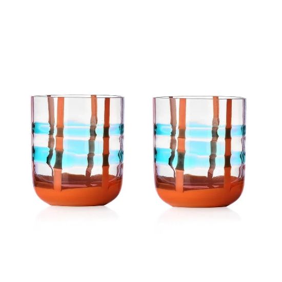 Picture of Pair of Tumblers, Light Turquoise & Orange