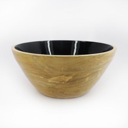 Picture of Mango Wood and Black Enamel Salad Bowl 