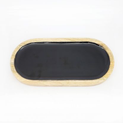 Picture of Oval Mango Wood and Black Enamel Tray 