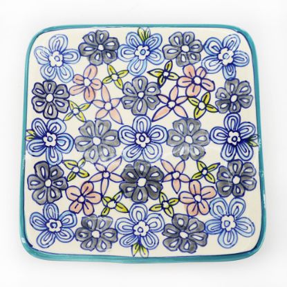 Picture of Square Hand Painted Plate, Pastel Floral