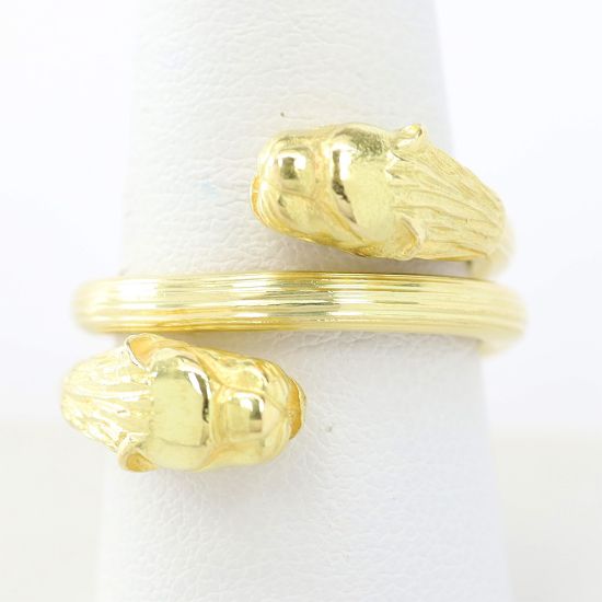 Picture of 18k Yellow Gold Panther Heads Ring