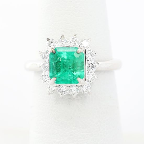 Picture of Platinum Emerald & Diamond Ring