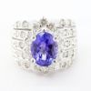 Picture of LeVian 18k White Gold Oval Cut Tanzanite & Diamond Ring