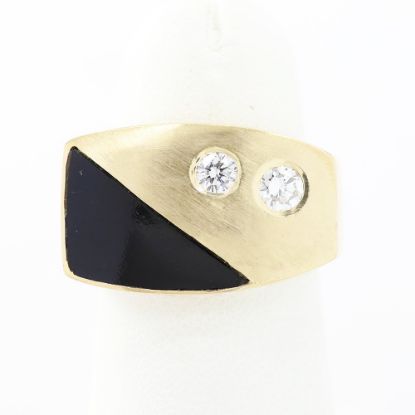 Picture of 14k Yellow Gold Diamond & Onyx Ring