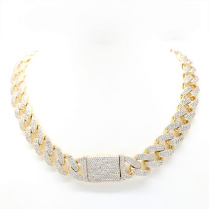 Picture of 14k Yellow Gold Cuban Link Diamond  Necklace