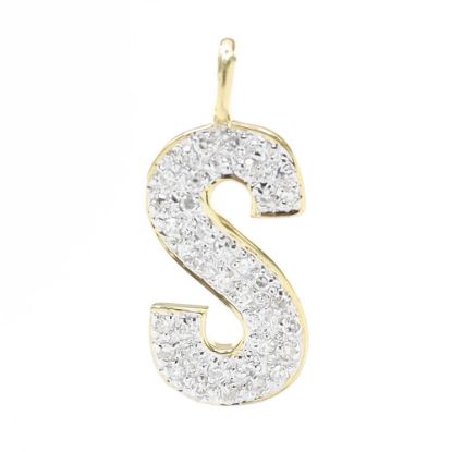 Picture of 14k Yellow Gold Diamond 'S' Initial Pendant