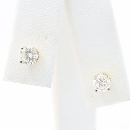 Picture of 14k Yellow Gold Diamond Solitaire Earring Studs