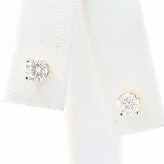 Picture of 14k Yellow Gold Diamond Solitaire Earring Studs