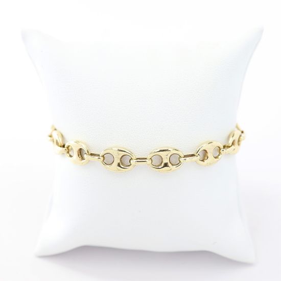 Picture of 14k Yellow Gold Puffed Mariners Link Chain Bracelet