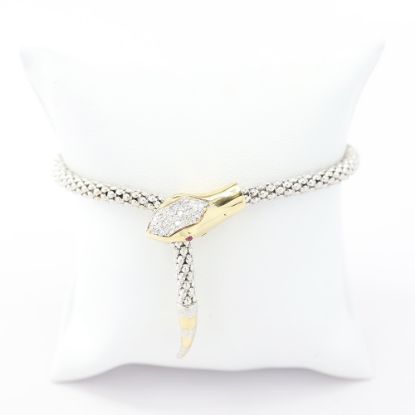 Picture of 14k Two Tone Gold Diamond & Ruby Snake Popcorn Link Adjustable Bracelet