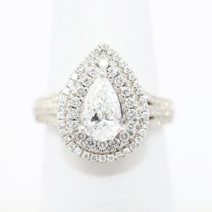 Picture of 14k White Gold Brilliant Pear Cut Diamond Halo Ring