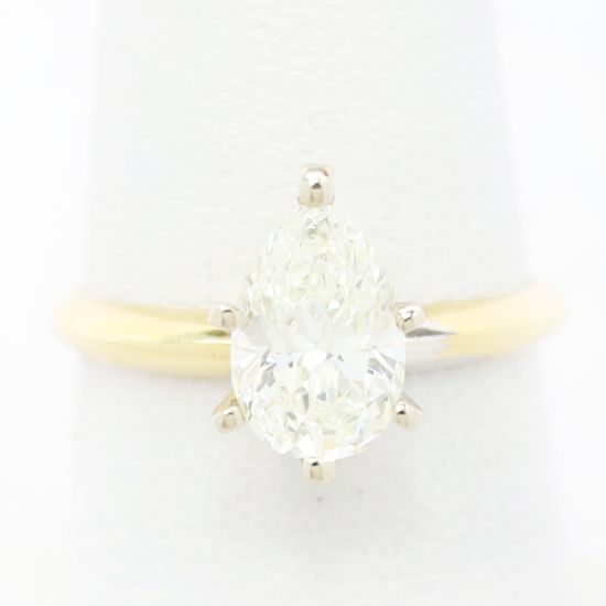 Picture of 14k Yellow Gold Brilliant Pear Cut Diamond Ring