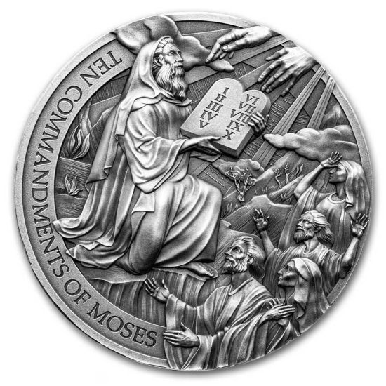 Picture of 2024 'The Ten Commandments of Moses' 2 Oz. Silver Coin