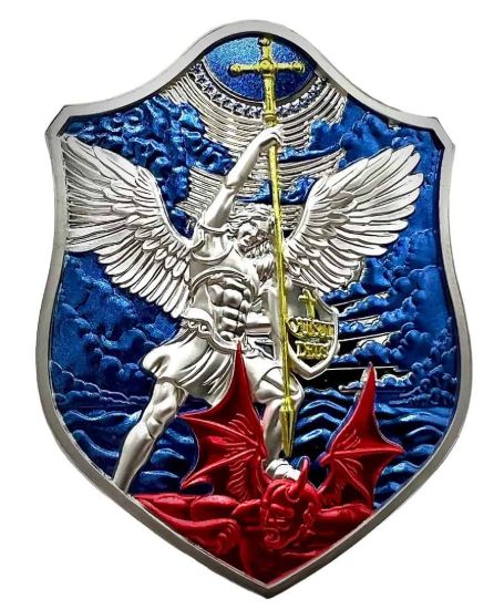 Picture of 2024 Shield of St. Michael 'Dragonslayer' Edition 2 Oz. Colorized Silver Stacker