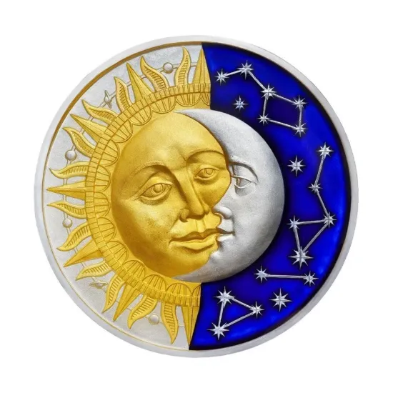 Picture of 2017 Niue: Sun & Moon 'Celestial Bodies' 2 Oz. Colorized Silver Coin