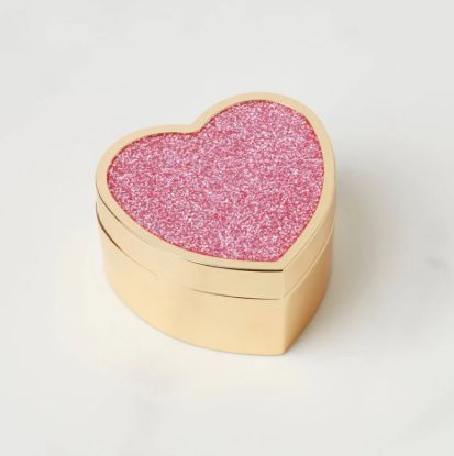 Picture of New Pink Glitter Heart Trinket Box