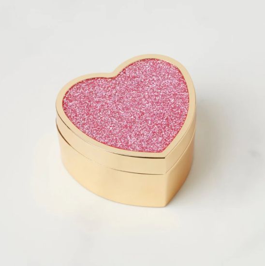 Picture of New Pink Glitter Heart Trinket Box