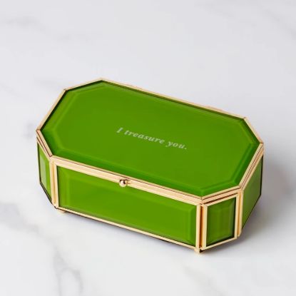 Picture of 'I Treasure You' Green Jewelry Box