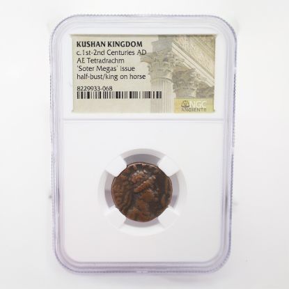 Picture of Kushan Kingdom c.1st-2nd Centuries AD AE Tetradrachm 'Soter Megas' issue half bust/king on horse