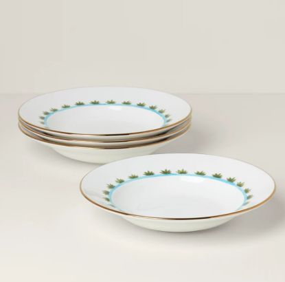 Picture of New Set of 4 Rimmed Soup Bowls, Bamboo