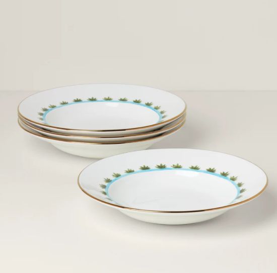 Picture of New Set of 4 Rimmed Soup Bowls, Bamboo