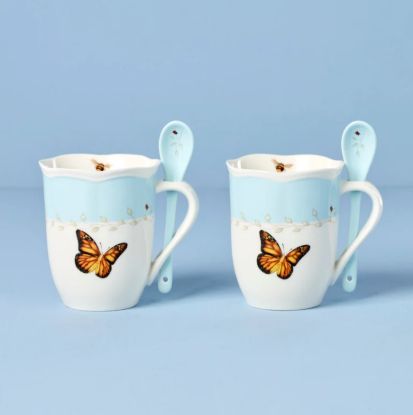 Picture of New Pair of Blue Mugs with Spoons